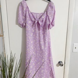 Milanoo Lavender Short Sleeve Midi Dress Size L